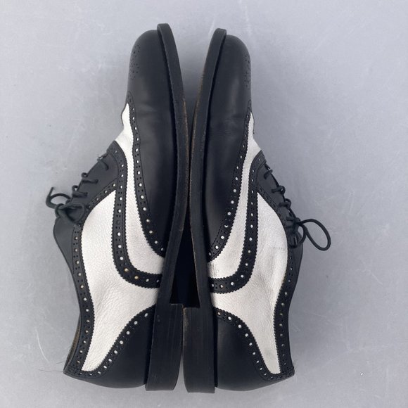COLE HAAN Abraham I MADE IN ITALY BLACK WHITE LEATHER Wingtip Oxford sz 9.5M - Picture 10 of 10
